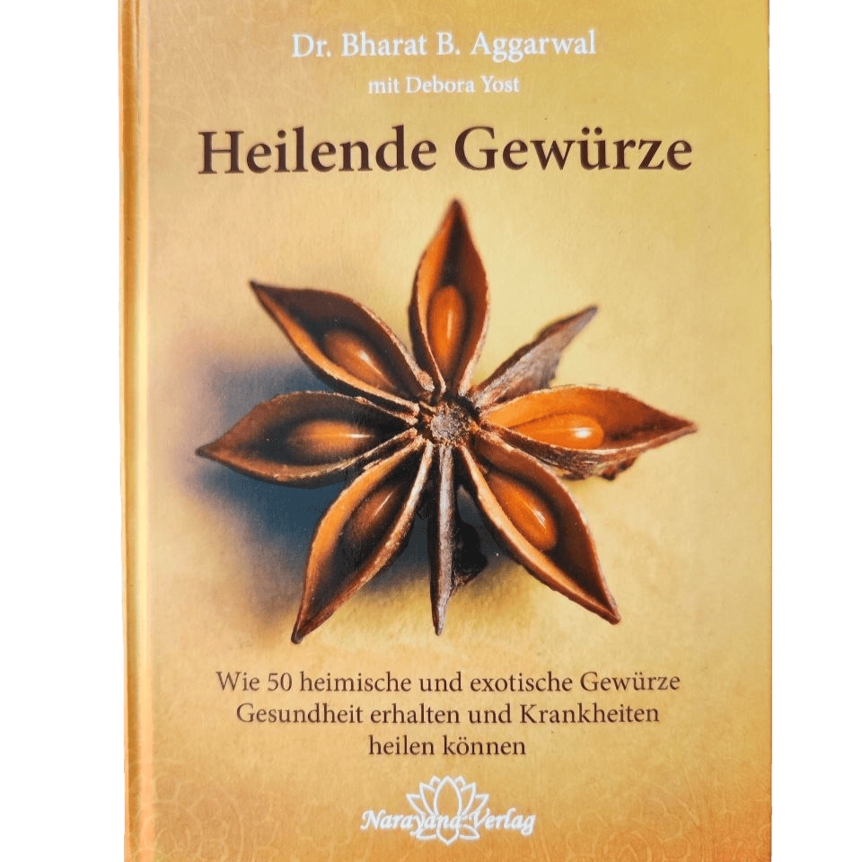 Das Buch "Heilende Gewürze" von Dr. Bharat B. Aggarwal handelt von 50 heimischen und exotischen Gewürzen, welche die Gesundheit erhalten und Krankheiten heilen können.