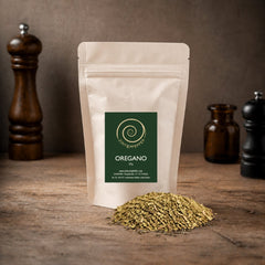 Oregano gerebelt 20 g von Zimt&amp;Pfeffer auf Olivenholzbrett